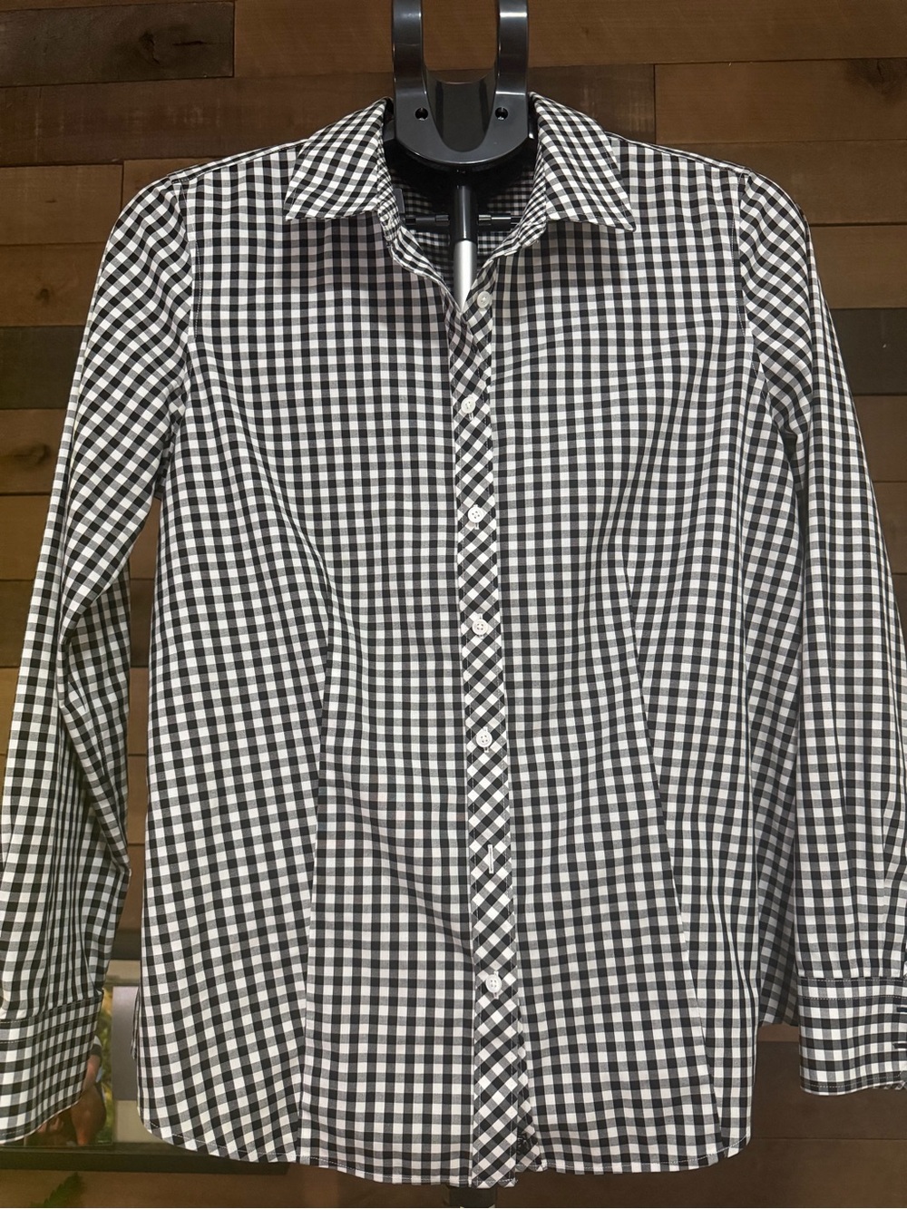 Talbots Black & White Gingham Button-Down Shirt
